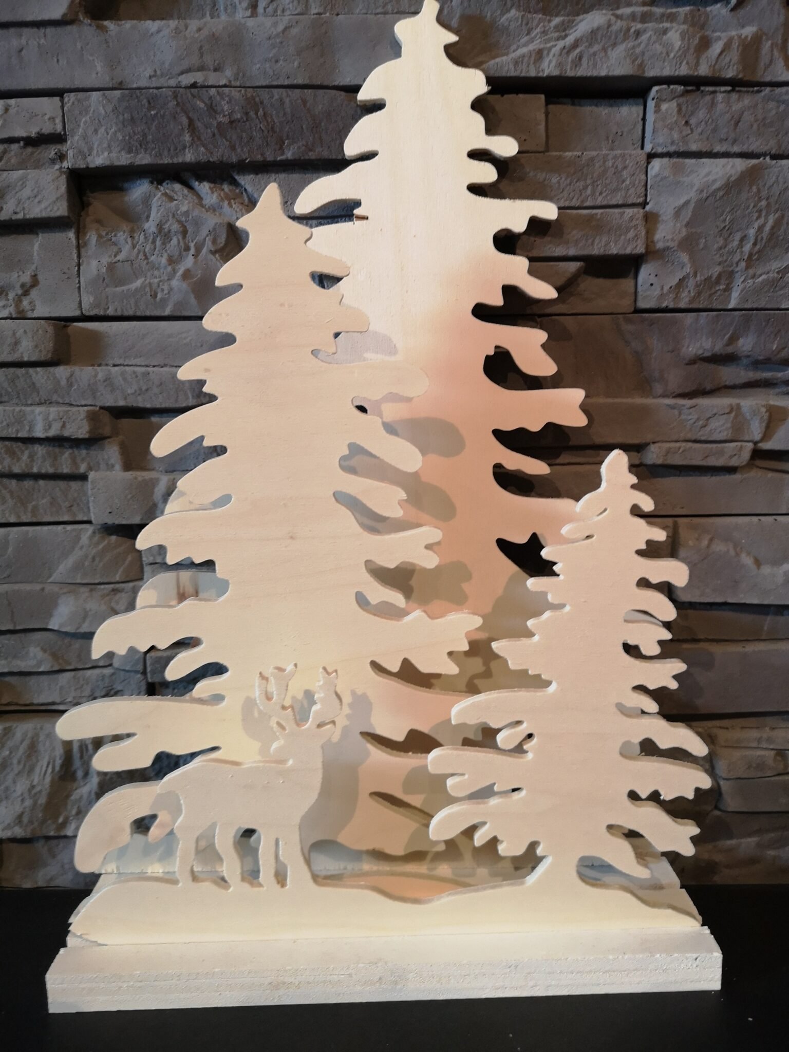 2 Figurines En Bois Cerf Et Arbre - Décoration De Noël Naturelle, DIY, Déco De Table